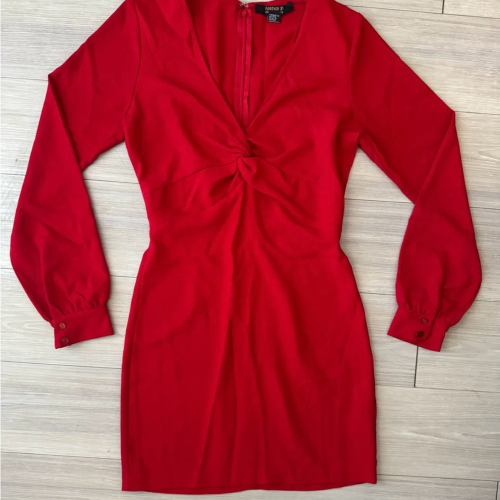 Elegant Long Sleeve Red Dress by Forever 21